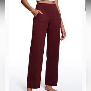 CRZ YOGA Maroon Wide-Leg Pants